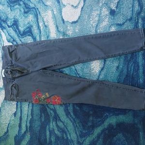 LOFT BLACK EMBROIDERED JEANS SIZE 12